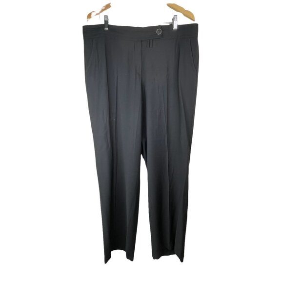 Apanage Trouser Pants Straight Leg Black Fleece Wool Blend Flat Front Size 16 - Picture 1 of 9